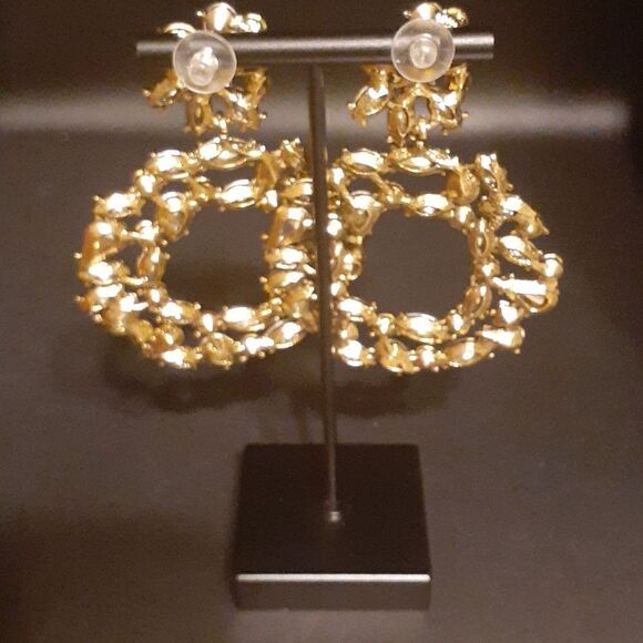 New Colorful Statement Rhinestone Drop Earrings Women's New - Picture 4 of 4